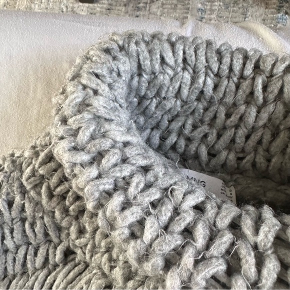 Mango Gray Chunky Knit Turtleneck Sweater Oversized Cozy Size L - Picture 10 of 15